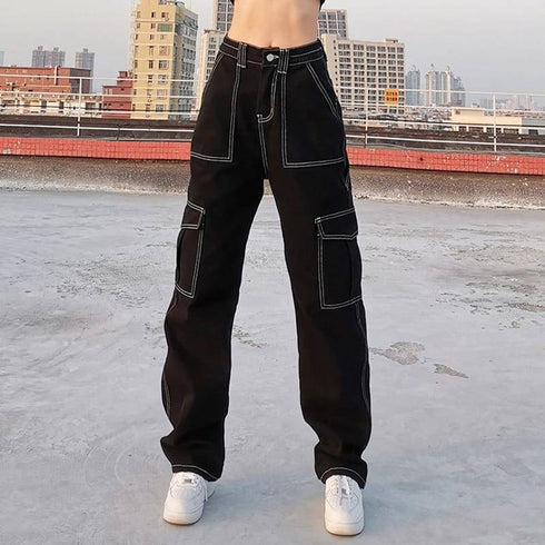 Patchwork  Pocket Baggy Jeans